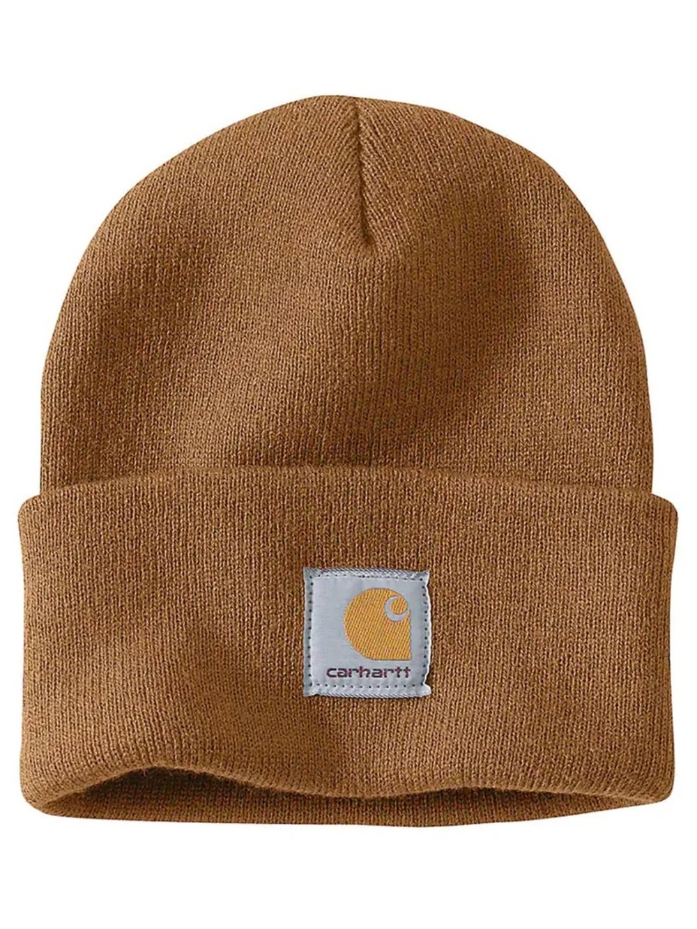 Carhartt Brown Cuffed Knit Beanie with Logo Patch